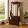 Odell Foyer Hall Tree Coat Hanger w Mirror- Storage Bench- Dark Brown