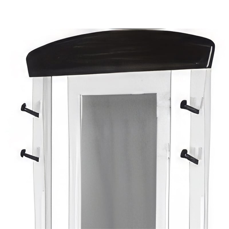 Orso Foyer Hall Tree Coat Hanger w Mirror- Storage Bench- White- Brown