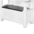 Orso Foyer Hall Tree Coat Hanger w Mirror- Storage Bench- White- Brown