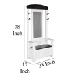 Orso Foyer Hall Tree Coat Hanger w Mirror- Storage Bench- White- Brown