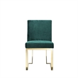 Boly 24 Inch Side Dining Chair Set of 2- Green Velvet- Gold Cantilever