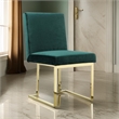 Boly 24 Inch Side Dining Chair Set of 2- Green Velvet- Gold Cantilever