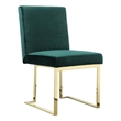 Boly 24 Inch Side Dining Chair Set of 2- Green Velvet- Gold Cantilever