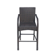 Outdoor Barstool Chair Set of 2- Gray Woven Faux Rattan- Iron Frame