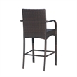 Outdoor Barstool Chair Set of 2- Gray Woven Faux Rattan- Iron Frame