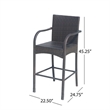 Outdoor Barstool Chair Set of 2- Gray Woven Faux Rattan- Iron Frame