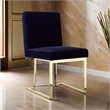Boly 24 Inch Side Dining Chair Set of 2- Navy Blue Velvet- Gold Cantilever
