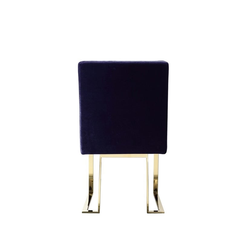 Boly 24 Inch Side Dining Chair Set of 2- Navy Blue Velvet- Gold Cantilever