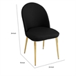 Era 24 Inch Dining Chair Set of 2- Curved Back- Black Faux Leather- Gold