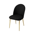 Era 24 Inch Dining Chair Set of 2- Curved Back- Black Faux Leather- Gold