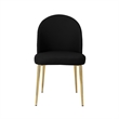 Era 24 Inch Dining Chair Set of 2- Curved Back- Black Faux Leather- Gold