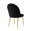 Era 24 Inch Dining Chair Set of 2- Curved Back- Black Faux Leather- Gold