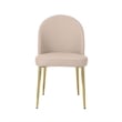 Era 24 Inch Dining Chair Set of 2- Curved Back- Beige Faux Leather- Gold
