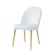 Era 24 Inch Dining Chair Set of 2- Curved Back- White Faux Leather- Gold