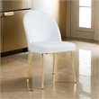 Era 24 Inch Dining Chair Set of 2- Curved Back- White Faux Leather- Gold