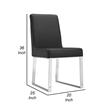 Ien 25 Inch Dining Chair Set of 2- Armless- Black Faux Leather- Chrome