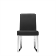 Ien 25 Inch Dining Chair Set of 2- Armless- Black Faux Leather- Chrome