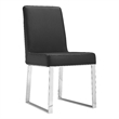 Ien 25 Inch Dining Chair Set of 2- Armless- Black Faux Leather- Chrome
