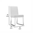 Ien 25 Inch Dining Chair Set of 2- Armless- White Faux Leather- Chrome