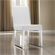 Ien 25 Inch Dining Chair Set of 2- Armless- White Faux Leather- Chrome