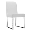 Ien 25 Inch Dining Chair Set of 2- Armless- White Faux Leather- Chrome