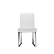 Ien 25 Inch Dining Chair Set of 2- Armless- White Faux Leather- Chrome