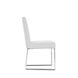 Ien 25 Inch Dining Chair Set of 2- Armless- White Faux Leather- Chrome
