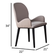 Gry 23 Inch Dining Chair Set of 2- Curved Padded- Beige Faux Leather- Black