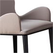 Gry 23 Inch Dining Chair Set of 2- Curved Padded- Beige Faux Leather- Black