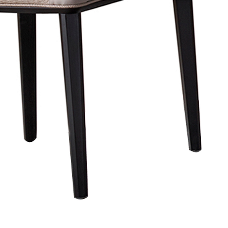 Gry 23 Inch Dining Chair Set of 2- Curved Padded- Beige Faux Leather- Black