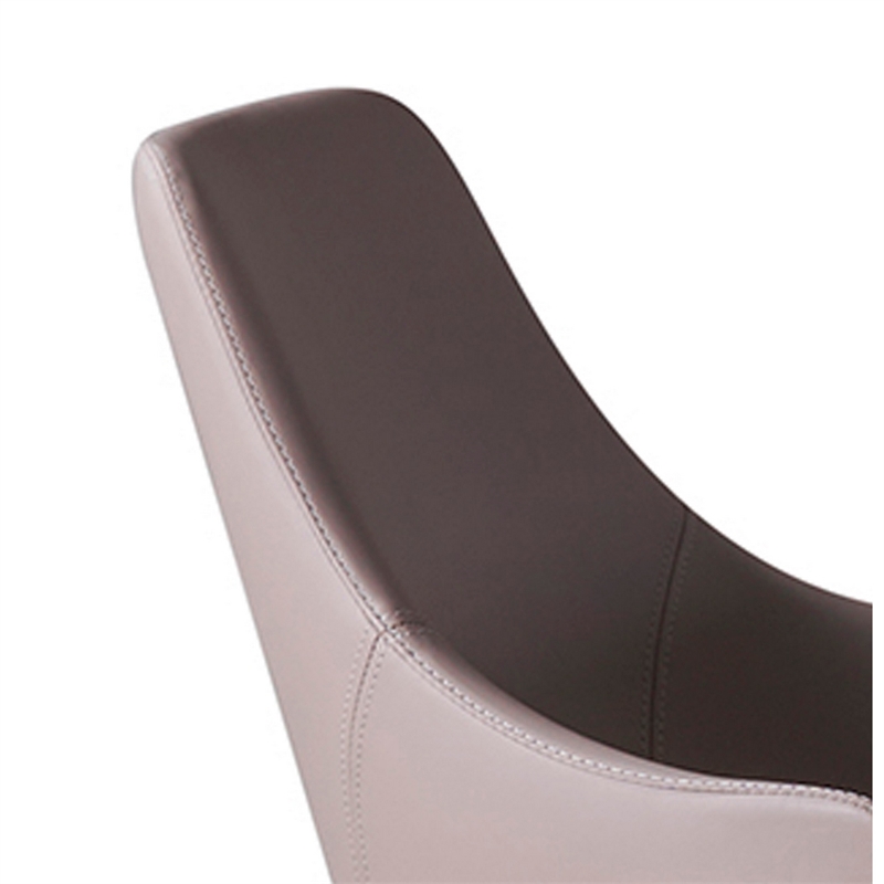 Mry 23 Inch Dining Chair Set of 2- Padded Tall Back- Beige Faux Leather