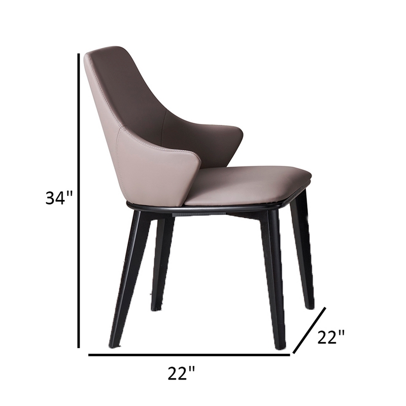 Mry 23 Inch Dining Chair Set of 2- Padded Tall Back- Beige Faux Leather