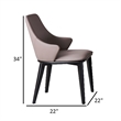 Mry 23 Inch Dining Chair Set of 2- Padded Tall Back- Beige Faux Leather