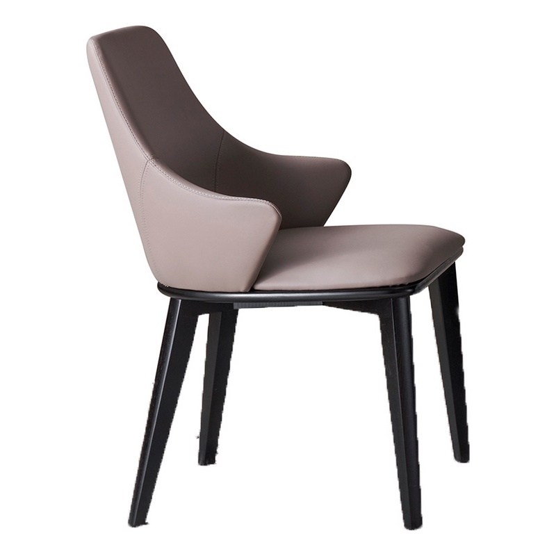 Mry 23 Inch Dining Chair Set of 2- Padded Tall Back- Beige Faux Leather