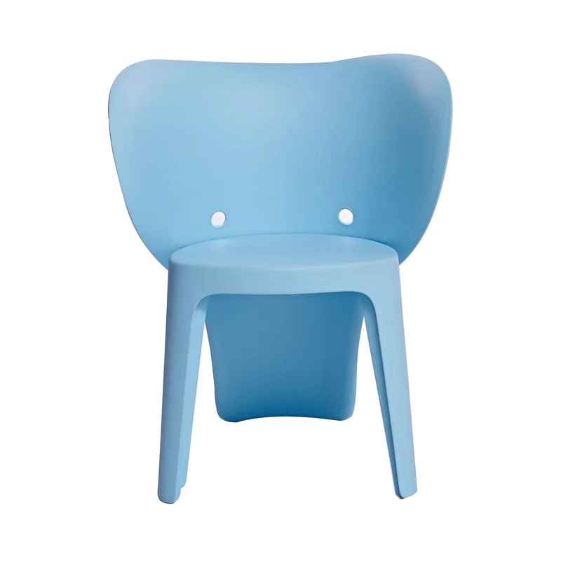 Fyna 16 Inch Kids Chair with Curved Back- Set of 4- Elephant Trunk Design- Blue