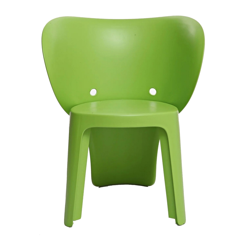 Fyna 16 Inch Kids Chair with Curved Back- Set of 4- Elephant Trunk Design- Green