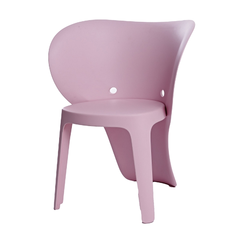 Fyna 16 Inch Kids Chair with Curved Back- Set of 4- Elephant Trunk Design- Pink