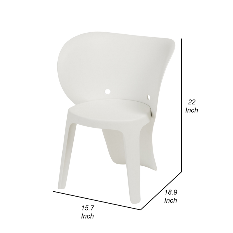 Fyna 16 Inch Kids Chair with Curved Back- Set of 4- Elephant Trunk Design- White