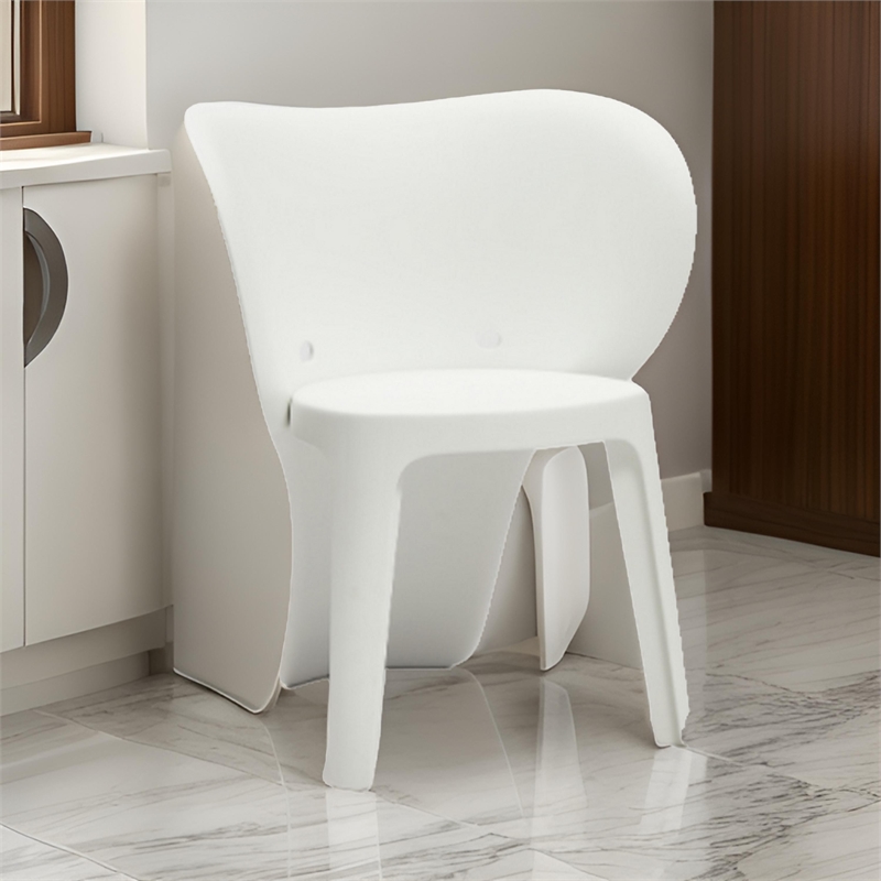 Fyna 16 Inch Kids Chair with Curved Back- Set of 4- Elephant Trunk Design- White