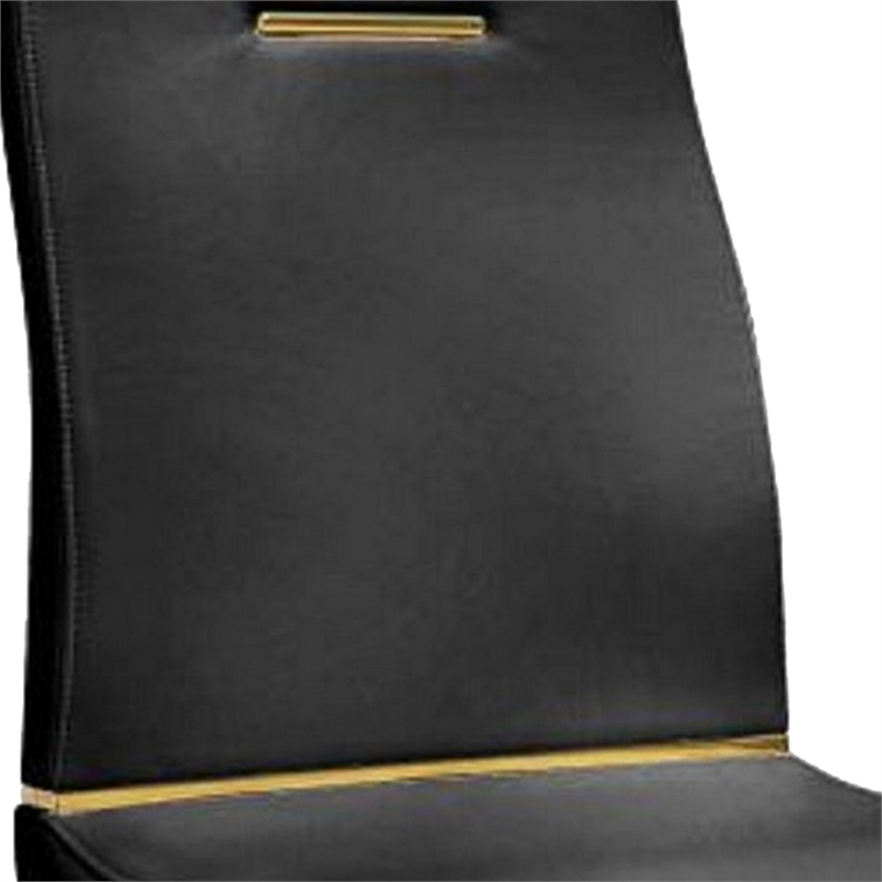 Gyn 17 Inch Dining Chair Set of 2- Cantilever Base- Black Gold Faux Leather