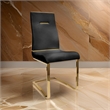 Gyn 17 Inch Dining Chair Set of 2- Cantilever Base- Black Gold Faux Leather