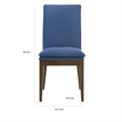 Nick 25 Inch Dining Chair Set of 2- Cushioned- Walnut Brown Legs- Blue