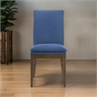 Nick 25 Inch Dining Chair Set of 2- Cushioned- Walnut Brown Legs- Blue