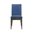 Nick 25 Inch Dining Chair Set of 2- Cushioned- Walnut Brown Legs- Blue