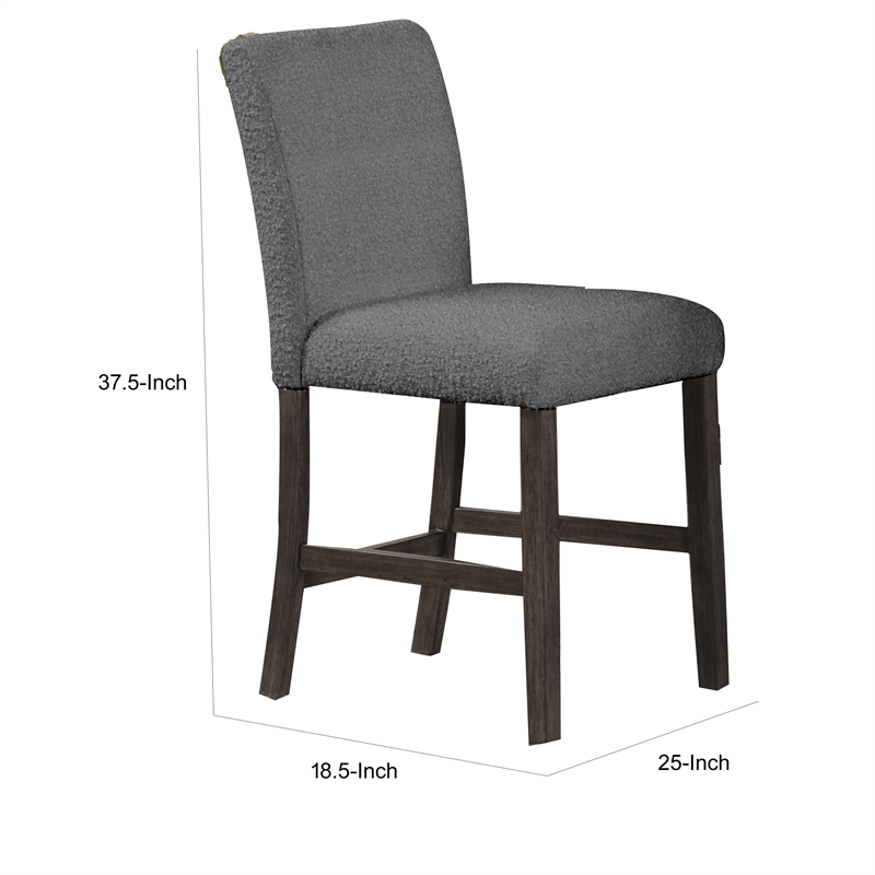 Ghy 25 Inch Dining Side Chair Set of 2- Gray Textured Upholstery- Brown
