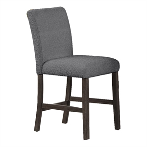 Ghy 25 Inch Dining Side Chair Set of 2- Gray Textured Upholstery- Brown