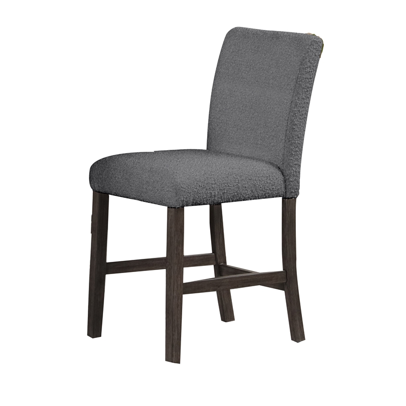 Ghy 25 Inch Dining Side Chair Set of 2- Gray Textured Upholstery- Brown