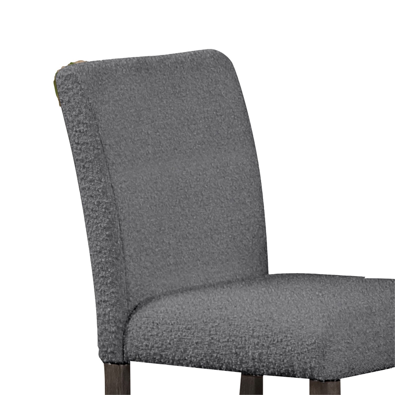 Ghy 25 Inch Dining Side Chair Set of 2- Gray Textured Upholstery- Brown