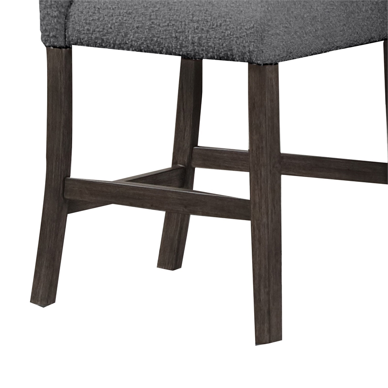 Ghy 25 Inch Dining Side Chair Set of 2- Gray Textured Upholstery- Brown