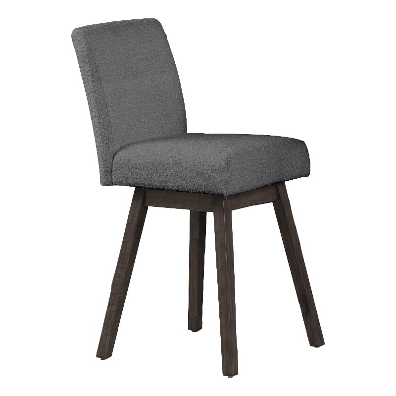 Ghy 25 Inch Swivel Counter Chair Set of 2- Gray Textured Upholstery- Brown